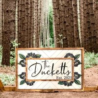 Familienname Zeichen, Blumen Nachname Benutzerdefiniertes Blumenname Holz Namen Runde Kindergarten Name Familie Zeichen von EASCustomDesignsLLC