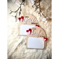 Valentinstag I Love You Zeichen | Trocken Abwischbares Schild Liebesnotiz Ich Liebe Dich Weil Nachricht Magnet Nette Geschenke von EASCustomDesignsLLC