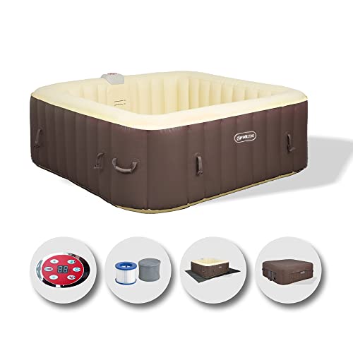 EASE.ZONE SPA Aufblasbarer Whirlpool, beheizbar, 4 – 6 Personen, 185 x 65 cm, superleise integrierte Pumpe, Braun von EASE.ZONE