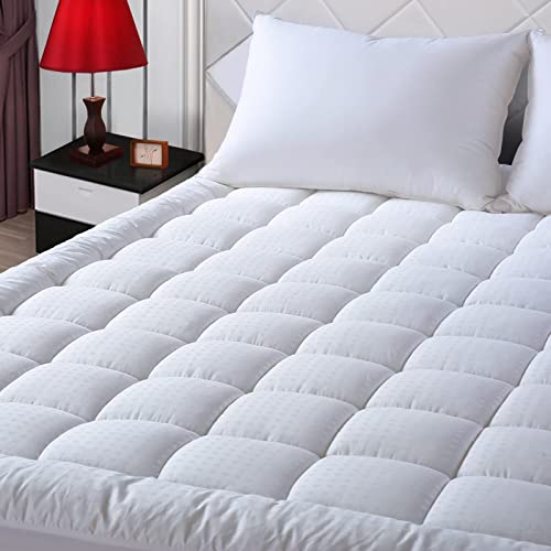 EASELAND Matratzenauflage für Wohnmobil, Kingsize-Bett, gesteppt, Matratzenschoner, Baumwolle, Oberseite 20,3–53,3 cm Tiefe Tasche, kühlende Matratzenauflage (183 x 203 cm, Weiß) von EASELAND