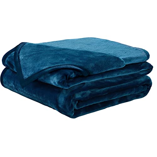 Weiche Decke in Doppelbettgröße, warm, flauschig, Mikroplüsch, leicht, Thermo-Fleece-Decken für Couch, Bett, Sofa, 168 x 228 cm, Pfauenblau von EASELAND