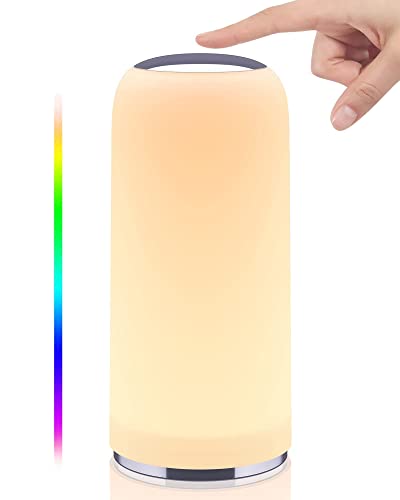 EASEMO Nachttischlampe Touch Dimmbar, 256 RGB Warmweißes Tischlampe für Schlafzimmer mit Timerfunktion, LED Nachttischlampe Dimmbar mit Memoryfunktion für Wohnzimmer, SchlafZimmer & Büro von EASEMO