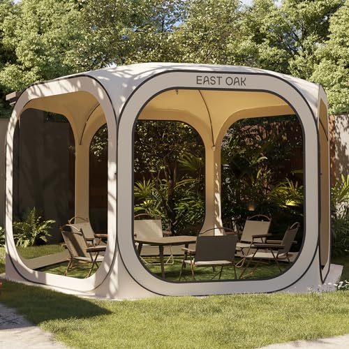 EAST OAK Pop Up Zelt, Pavillon 3,4×3,4m, Partyzelt 8-10 Personen, Gazebo Großes für Camping, Garten, Pool, Top Stoffe Wasserdicht, UV50+ Schutz, 360° Belüftung, Anti Moskito, mit Tragetasche, Beige EAST OAK Pop Up Zelt, Pavillon 3,4×3,4m, Partyzelt 8-10 Personen, Gazebo Großes für Camping, Garten, Pool, Top Stoffe Wasserdicht, UV50+ Schutz, 360° Belüftung, Anti Moskito, mit Tragetasche, Beige von EAST OAK