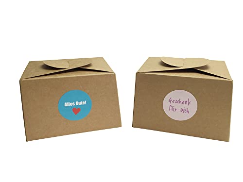 ewtshop® 12 Boxen aus Naturkarton + 24 Geschenkaufkleber Geschenkboxen für Kuchen, Geschenkkarton für Kekse, Cupcakes aber auch Geschenke aller Art oder als Candyboxen von ewtshop
