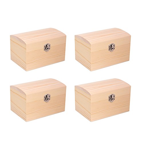ewtshop® Holz-Schatzkisten zum Bemalen+Dekorieren, 4er Set ca. 12.5 x 8.5 x 8.5 cm von ewtshop