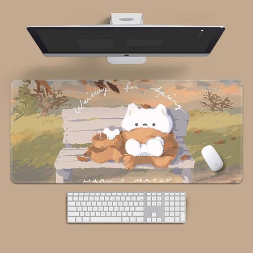 Craft,Cat Gaming-Mauspad XL (30 x 80 cm), erweitertes großes Mauspad, Schreibtischunterlage, genähte Kanten, rutschfeste Gummiunterseite, Tastaturunterlage (80 x 30 cm) von EASTARAL