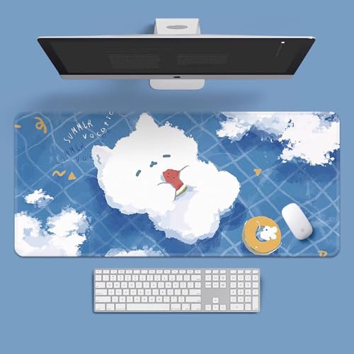 Craft,Cat Gaming-Mauspad XL (30 x 80 cm), erweitertes großes Mauspad, Schreibtischunterlage, genähte Kanten, rutschfeste Gummiunterseite, Tastaturunterlage (80 x 30 cm) von EASTARAL