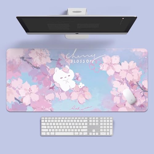 Craft,Cat Gaming-Mauspad XL (30 x 80 cm), erweitertes großes Mauspad, Schreibtischunterlage, genähte Kanten, rutschfeste Gummiunterseite, Tastaturunterlage (80 x 30 cm) von EASTARAL