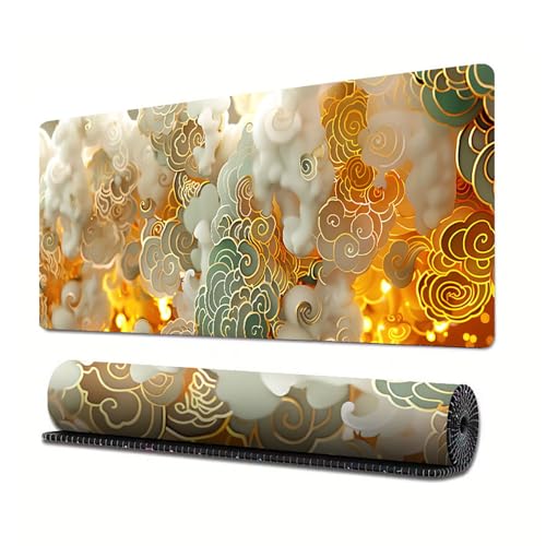 Craft,Gaming-Mauspad XL (30 x 80 cm), Emaille-Stil, erweitertes großes Mauspad, Schreibtischunterlage, genähte Kanten, rutschfeste Gummiunterseite, Tastaturunterlage (80 x 30 cm) von EASTARAL