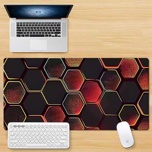 Craft,Gaming Mauspad XL (30 x 80 cm), Geometrie erweitertes großes Mauspad, Schreibtischunterlage, genähte Kanten, rutschfeste Gummiunterseite, Tastaturunterlage (80 x 30 cm) von EASTARAL