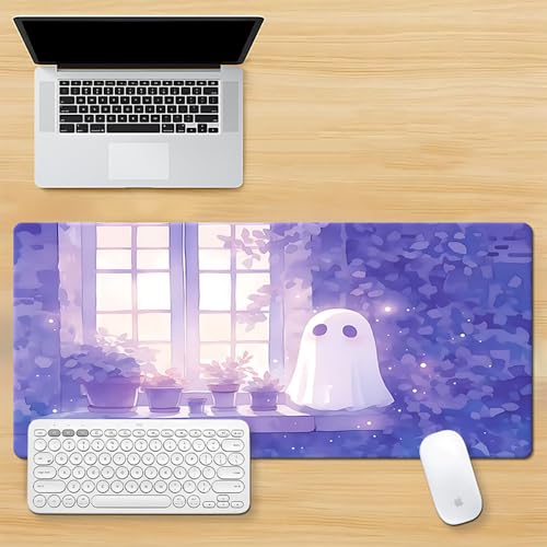 Craft,Gaming-Mauspad XL (30 x 80 cm), Ghost erweitertes großes Mauspad, Schreibtischunterlage, genähte Kanten, rutschfeste Gummiunterseite, Tastaturunterlage (80 x 30 cm) von EASTARAL