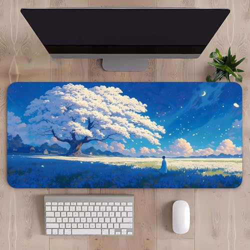 Craft,Gaming-Mauspad XL (30 x 80 cm), Landschaft erweitertes großes Mauspad, Schreibtischunterlage, genähte Kanten, rutschfeste Gummiunterseite, Tastaturunterlage (80 x 30 cm) (Belvedere, 80 x 30 cm) von EASTARAL