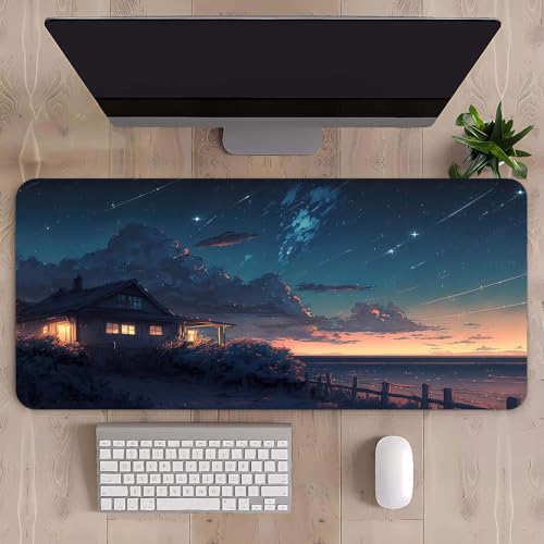 Craft,Gaming-Mauspad XL (30 x 80 cm), Landschaft erweitertes großes Mauspad, Schreibtischunterlage, genähte Kanten, rutschfeste Gummiunterseite, Tastaturunterlage (80 x 30 cm) (easide, 80 x 30 cm) von EASTARAL