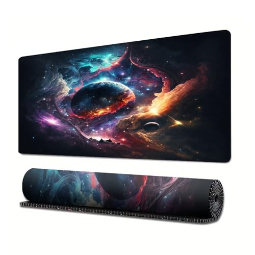 Craft,Gaming-Mauspad XL (30 x 80 cm), Universum erweitertes großes Mauspad, Schreibtischunterlage, genähte Kanten, rutschfeste Gummiunterseite, Tastaturunterlage (80 x 30 cm) von EASTARAL