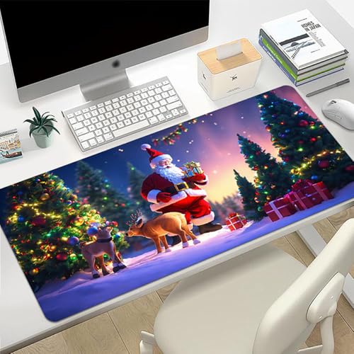 Craft,Gaming Mauspad XL (30 x 80 cm), Weihnachtsmann, erweitertes großes Mauspad, Schreibtischunterlage, genähte Kanten, rutschfeste Gummiunterseite, Tastatur-Pad (80 x 30 cm) von EASTARAL