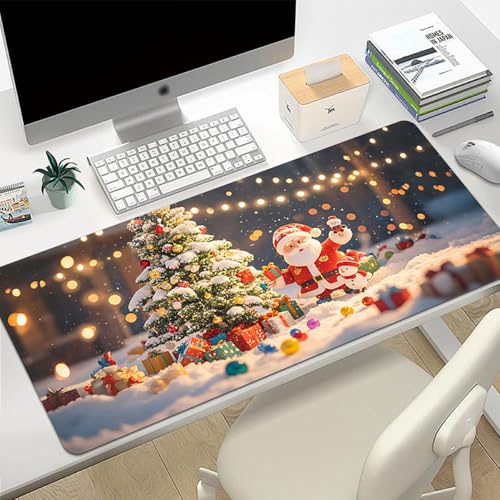 Craft,Gaming Mauspad XL (30 x 80 cm), Weihnachtsmann, erweitertes großes Mauspad, Schreibtischunterlage, genähte Kanten, rutschfeste Gummiunterseite, Tastatur-Pad (80 x 30 cm) von EASTARAL