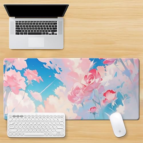 Craft,Gaming-Mauspad XL (30 x 80 cm), erweitertes großes Mauspad, Schreibtischunterlage, Landschaft genähte Kanten, rutschfeste Gummiunterseite, Tastatur-Pad (80 x 30 cm) von EASTARAL