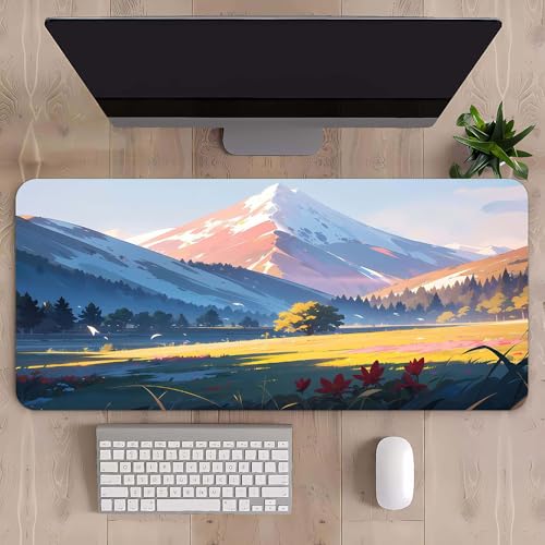 Craft,Gaming-Mauspad XL (30 x 80 cm), erweitertes großes Mauspad, Schreibtischunterlage, genähte Kanten, rutschfeste Gummiunterseite, Tastaturunterlage (80 x 30 cm) (Grasland, 80 x 30 cm) von EASTARAL