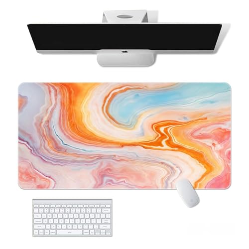 Craft,Gaming-Mauspad XL (30 x 80 cm), verlängertes großes Marmor-Mauspad, Schreibtischunterlage, genähte Kanten, rutschfeste Gummiunterseite, Tastaturunterlage (80 x 30 cm) von EASTARAL