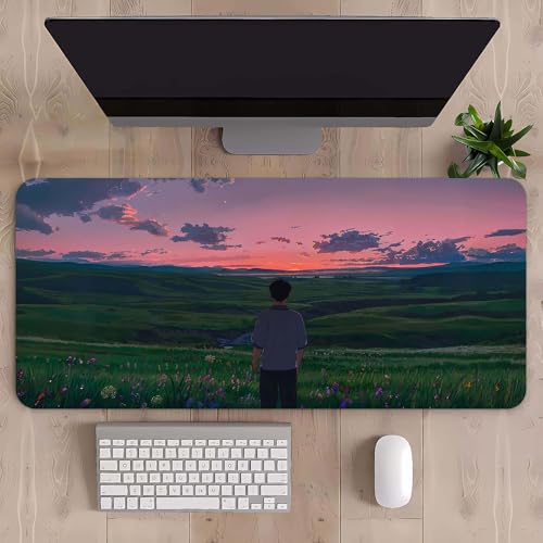 Craft,Scenery Gaming-Mauspad, XL (30 x 80 cm), erweitertes großes Mauspad, Schreibtischunterlage, genähte Kanten, rutschfeste Gummiunterseite, Tastatur-Pad (80 x 30 cm) (Reisfeld, 80 x 30 cm) von EASTARAL