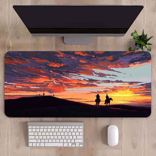 Craft,Scenery Gaming-Mauspad, XL (30 x 80 cm), erweitertes großes Mauspad, Schreibtischunterlage, genähte Kanten, rutschfeste Gummiunterseite, Tastaturunterlage (80 x 30 cm) (Dusk and Sunset, 80 x 30 von EASTARAL