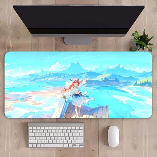 Craft,Scenery Gaming-Mauspad, XL (30 x 80 cm), erweitertes großes Mauspad, Schreibtischunterlage, genähte Kanten, rutschfeste Gummiunterseite, Tastaturunterlage (80 x 30 cm) (Qinghai, 80 x 30 cm) von EASTARAL