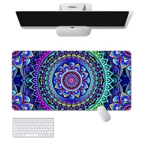 Gaming-Mauspad, Motiv: Blume, Handwerk, XL (30 x 80 cm), erweitertes großes Mauspad, Schreibtischunterlage, genähte Kanten, rutschfeste Gummiunterseite, Tastatur-Pad (80 x 30 cm) von EASTARAL