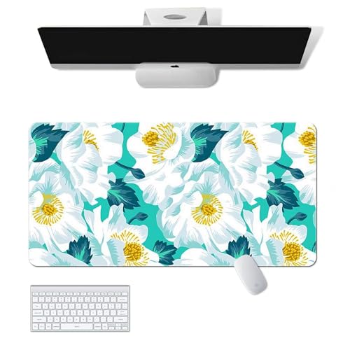 Gaming-Mauspad, Motiv: Blume, Handwerk, XL (30 x 80 cm), erweitertes großes Mauspad, Schreibtischunterlage, genähte Kanten, rutschfeste Gummiunterseite, Tastatur-Pad (80 x 30 cm) von EASTARAL