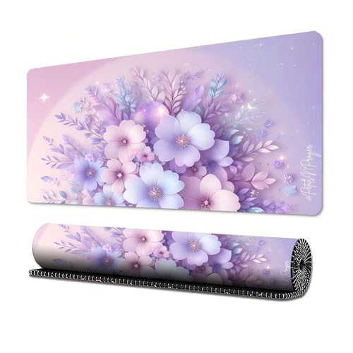 Gaming-Mauspad, Motiv: Blume, Handwerk, XL (30 x 80 cm), erweitertes großes Mauspad, Schreibtischunterlage, genähte Kanten, rutschfeste Gummiunterseite, Tastatur-Pad (80 x 30 cm) von EASTARAL