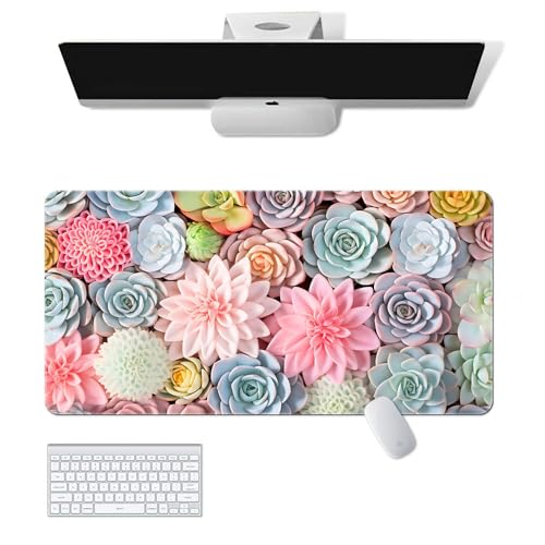 Gaming-Mauspad, Motiv: Blume, Handwerk, XL (30 x 80 cm), erweitertes großes Mauspad, Schreibtischunterlage, genähte Kanten, rutschfeste Gummiunterseite, Tastatur-Pad (80 x 30 cm) von EASTARAL