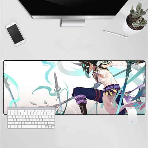 Gaming-Mauspad, XL, Anime-Stil, erweitertes großes Mauspad, Schreibtischunterlage, genähte Kanten, rutschfeste Gummiunterseite, Tastatur-Pad (80 x 30 cm) von EASTARAL