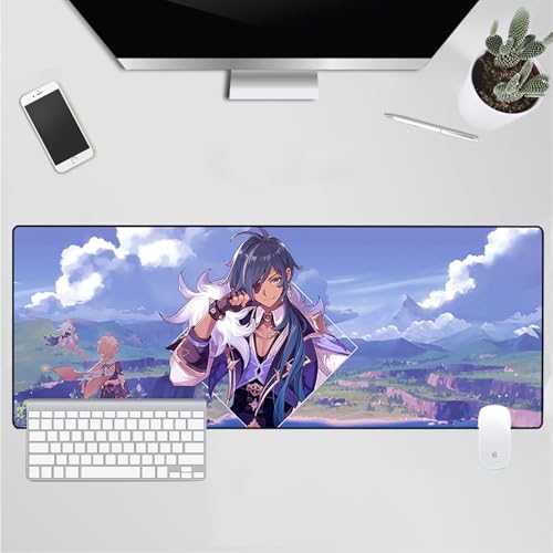 Gaming-Mauspad, XL, Anime-Stil, erweitertes großes Mauspad, Schreibtischunterlage, genähte Kanten, rutschfeste Gummiunterseite, Tastatur-Pad (80 x 30 cm) von EASTARAL