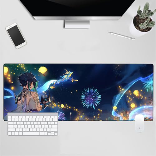 Gaming-Mauspad, XL, Anime-Stil, erweitertes großes Mauspad, Schreibtischunterlage, genähte Kanten, rutschfeste Gummiunterseite, Tastatur-Pad (80 x 30 cm) von EASTARAL