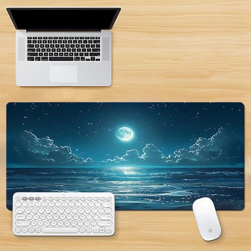 Gaming-Mauspad XL (30 x 80 cm), erweitertes großes Mauspad, Schreibtischunterlage, genähte Kanten, rutschfeste Gummiunterseite, Tastaturunterlage (80 x 30 cm) von EASTARAL