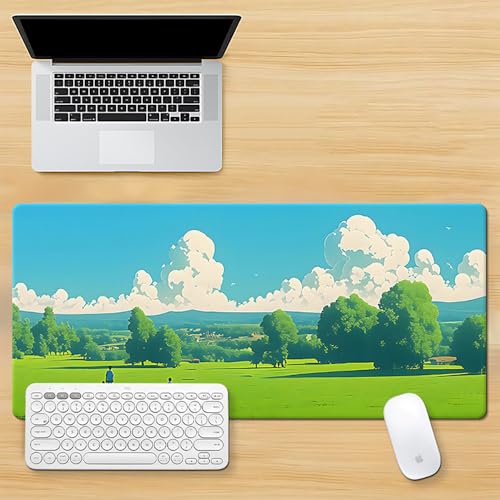 Gaming-Mauspad im Ölgemälde-Stil, Handwerk, XL (30 x 80 cm), erweitertes großes Mauspad, Schreibtischunterlage, genähte Kanten, rutschfeste Gummiunterseite, Tastatur-Pad (80 x 30 cm) von EASTARAL