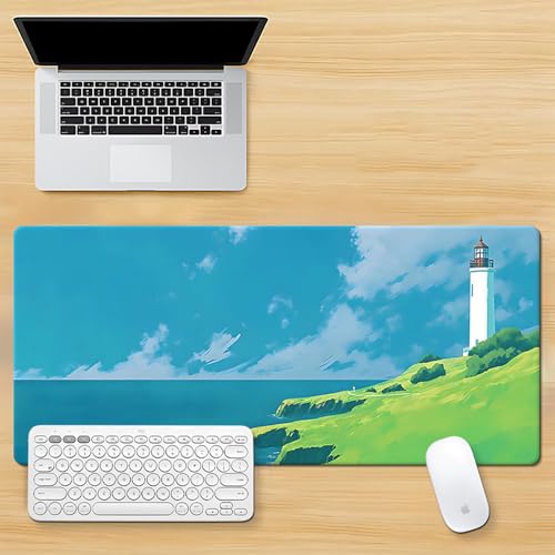 Gaming-Mauspad im Ölgemälde-Stil, Handwerk, XL (30 x 80 cm), erweitertes großes Mauspad, Schreibtischunterlage, genähte Kanten, rutschfeste Gummiunterseite, Tastatur-Pad (80 x 30 cm) von EASTARAL