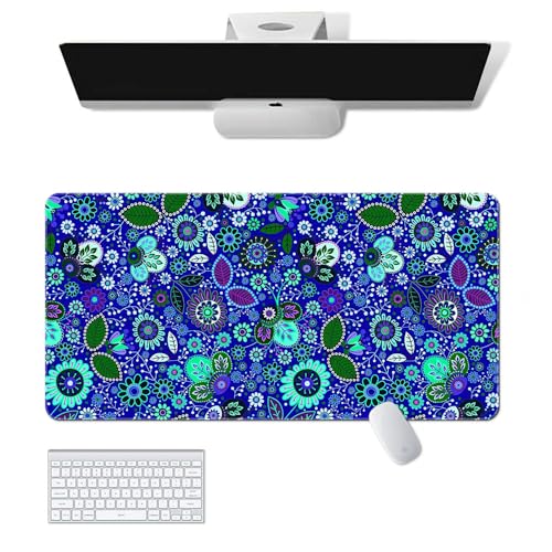 Gaming-Mauspad mit Blume, Handwerk, XL (30 x 80 cm), erweitertes großes Mauspad, Schreibtischunterlage, genähte Kanten, rutschfeste Gummiunterseite, Tastatur-Pad (80 x 30 cm) von EASTARAL