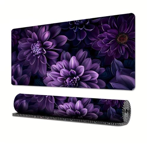 Gaming-Mauspad mit Blume, Handwerk, XL (30 x 80 cm), erweitertes großes Mauspad, Schreibtischunterlage, genähte Kanten, rutschfeste Gummiunterseite, Tastatur-Pad (80 x 30 cm) von EASTARAL