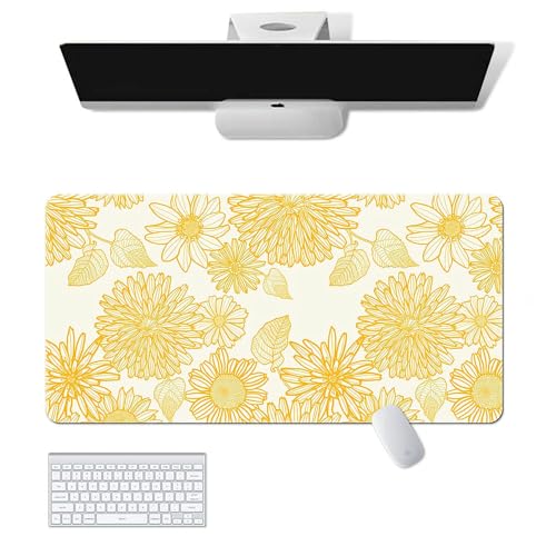 Gaming-Mauspad mit Blume, Handwerk, XL (30 x 80 cm), erweitertes großes Mauspad, Schreibtischunterlage, genähte Kanten, rutschfeste Gummiunterseite, Tastatur-Pad (80 x 30 cm) von EASTARAL