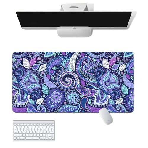 Gaming-Mauspad mit Blume, Handwerk, XL (30 x 80 cm), erweitertes großes Mauspad, Schreibtischunterlage, genähte Kanten, rutschfeste Gummiunterseite, Tastatur-Pad (80 x 30 cm) von EASTARAL