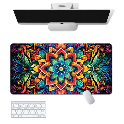 Gaming-Mauspad mit Blume, Handwerk, XL (30 x 80 cm), erweitertes großes Mauspad, Schreibtischunterlage, genähte Kanten, rutschfeste Gummiunterseite, Tastatur-Pad (80 x 30 cm) von EASTARAL