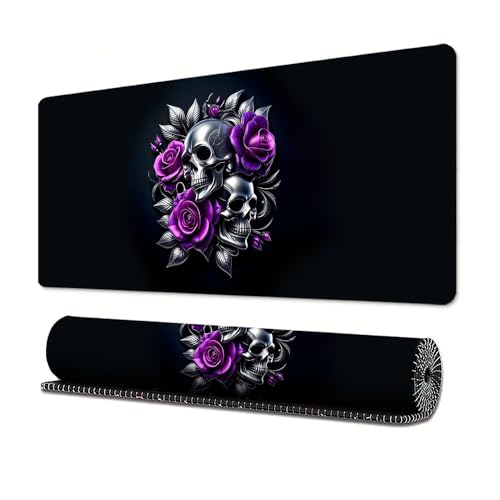 Gaming-Mauspad mit Blume, Handwerk, XL (30 x 80 cm), erweitertes großes Mauspad, Schreibtischunterlage, genähte Kanten, rutschfeste Gummiunterseite, Tastatur-Pad (80 x 30 cm) von EASTARAL