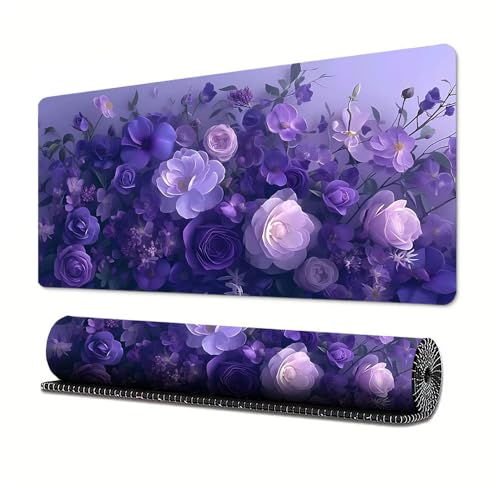 Gaming-Mauspad mit Blume, Handwerk, XL (30 x 80 cm), erweitertes großes Mauspad, Schreibtischunterlage, genähte Kanten, rutschfeste Gummiunterseite, Tastatur-Pad (80 x 30 cm) von EASTARAL