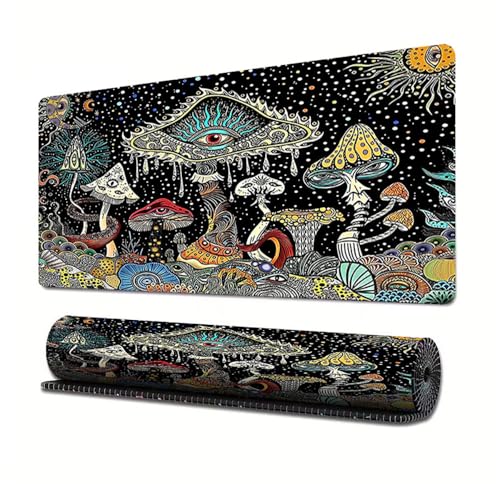 Gaming-Mauspad mit Blume, Handwerk, XL (30 x 80 cm), erweitertes großes Mauspad, Schreibtischunterlage, genähte Kanten, rutschfeste Gummiunterseite, Tastaturunterlage (80 x 30 cm) von EASTARAL