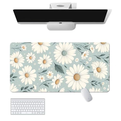 Gaming-Mauspad mit Blume, Handwerk, XL (30 x 80 cm), erweitertes großes Mauspad, Schreibtischunterlage, genähte Kanten, rutschfeste Gummiunterseite, Tastaturunterlage (80 x 30 cm) von EASTARAL