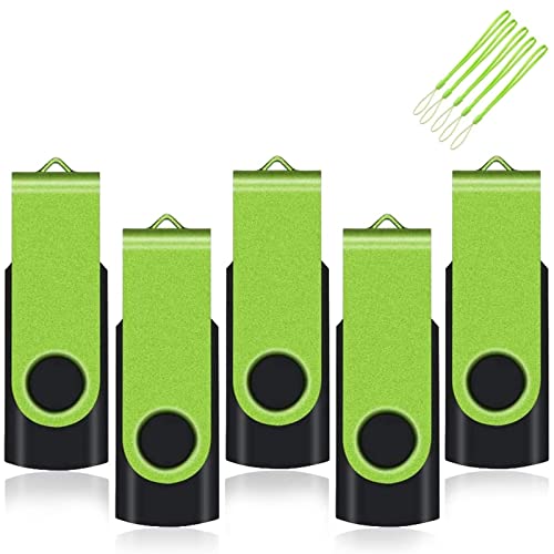 EASTBULL 5 Stück 2GB USB Stick Speicherstick Rotate Metall Mehrfarbig High Speed USB 2.0 Flash Drive Pack Data Datenspeicher (Grün) von EASTBULL
