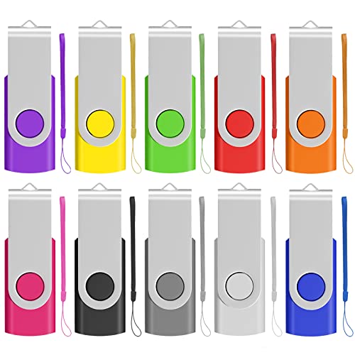 EASTBULL USB Stick 10 stück Einklappbarer USB 2.0 Transmemory Memory Sticks (32GB, Mehrfarbig-2) von EASTBULL