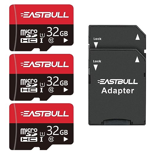 Micro SD Speicherkarten 32GB, microSDHC-Speicherkarte + SD-Adapter, Smartphones, Desktop-Computer und Drohnen, U1 C10 V10, Full HD und 4K UHD, TF-Karte 3er-Pack + 2 Adapter Micro SD Speicherkarten 32GB, microSDHC-Speicherkarte + SD-Adapter, Smartphones, Desktop-Computer und Drohnen, U1 C10 V10, Full HD und 4K UHD, TF-Karte 3er-Pack + 2 Adapter von EASTBULL