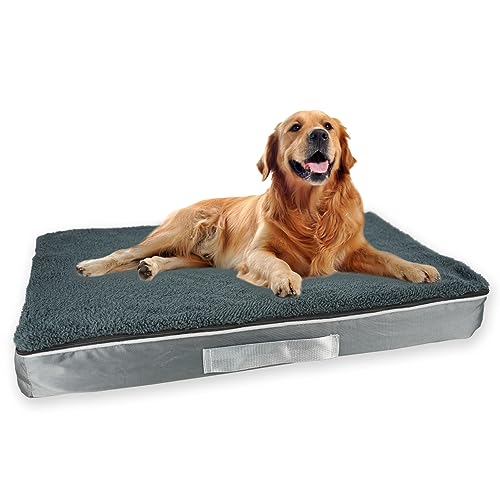 EASTLION Hundematte Hundematratze,Orthopädisches Hundebett,Hundekissen flauschig Hundematte waschbar,Abnehmbarem Waschbar Bezug und Eierförmiger Schaumfüllung,Grau,L(100X75X10CM) von Eastlion