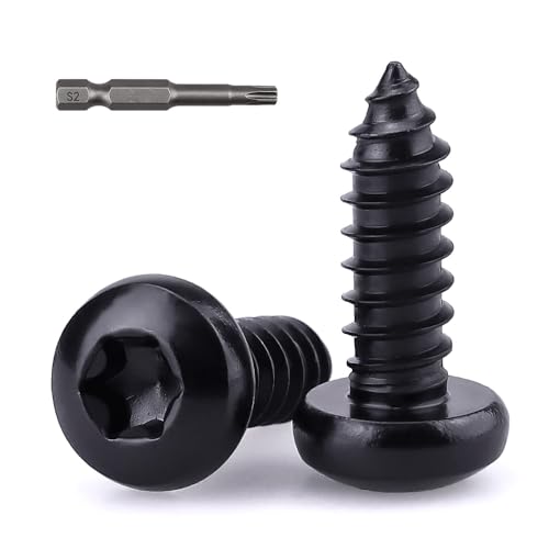 100 Stück #6 x 1,9 cm Flach-Torx-Kopf-Blechschrauben, schwarz, 304 Edelstahl 18/8, schwarz beschichtet, abgerundeter Kopf (Torx-Bit im Lieferumfang enthalten) von EASTLO